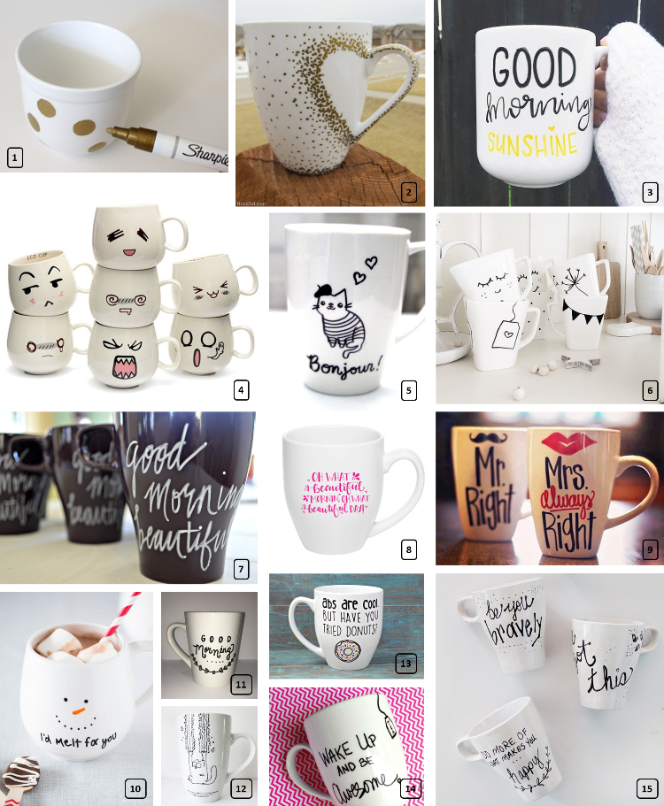 DIY tasses et mugs personnalises avec feutre et peinture