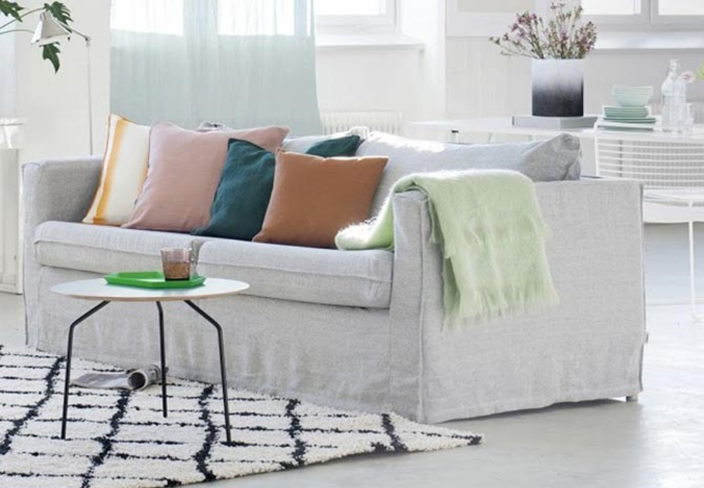 Couch makeover with a sofa cover