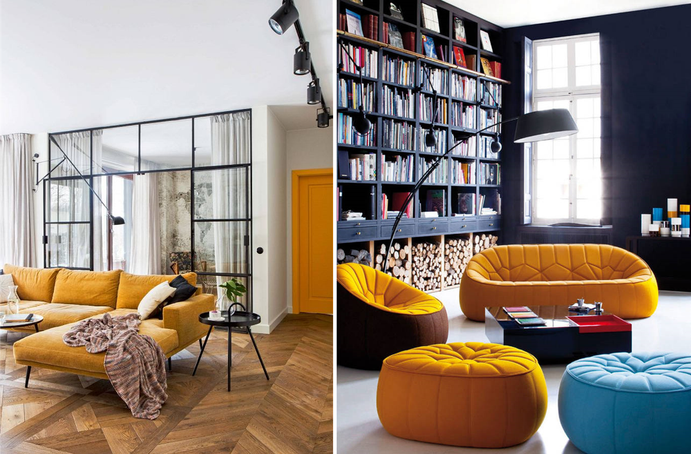 Industrial style with curry yellow furniture