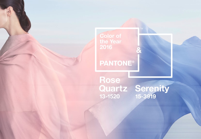 Profil femme avec voilage bleu et rose, couleurs Pantone 2016