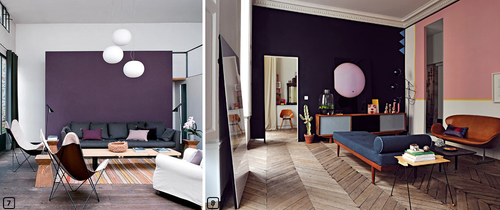 Violet dans un interieur moderne et dans un style annees 50