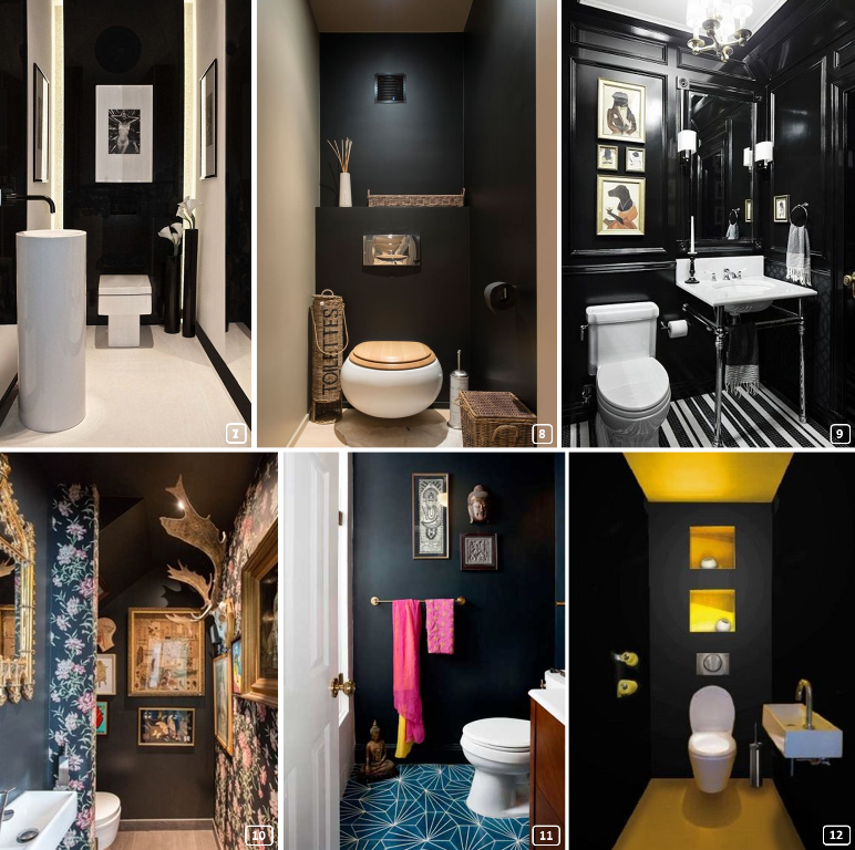 Styles différents de toilettes avec la couleur noire