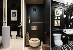 Toilettes avec decoration noire - BnbStaging le blog